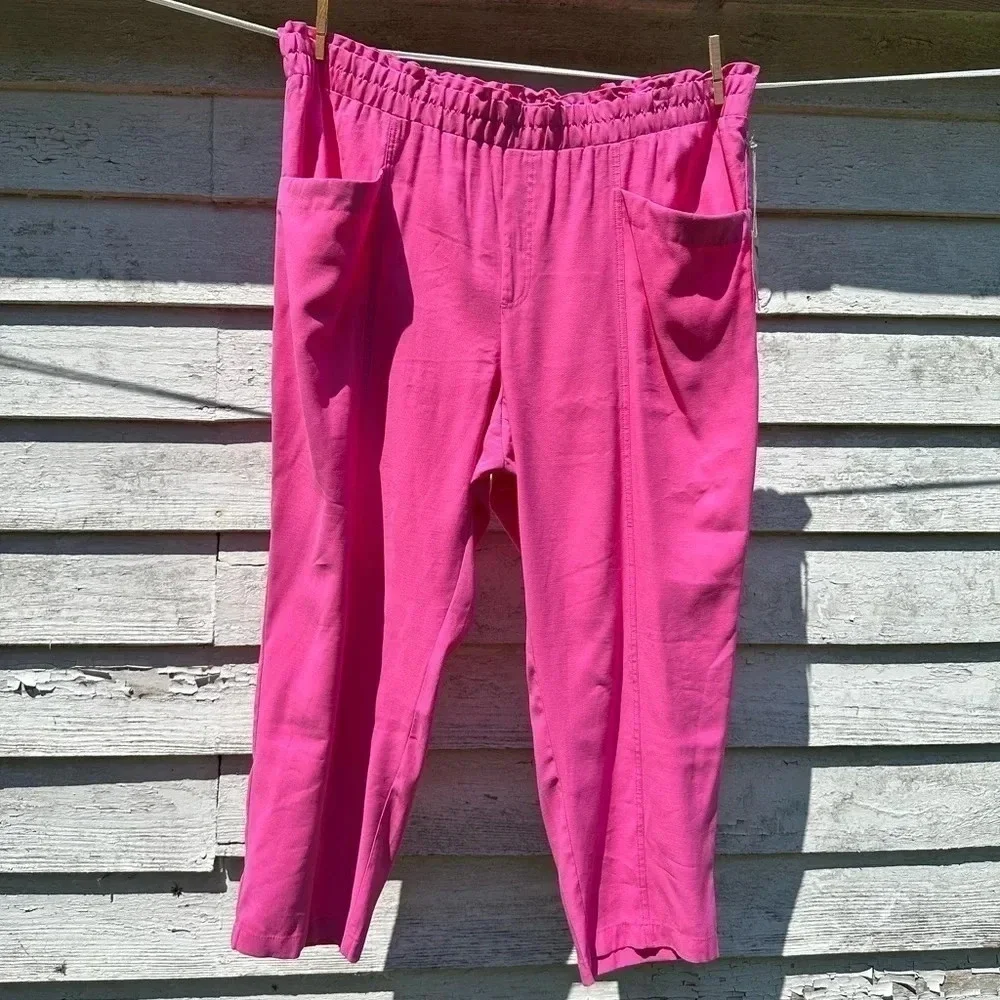 A new day Womens Pants pink elastic band  size 2X high‎ rise lightweight